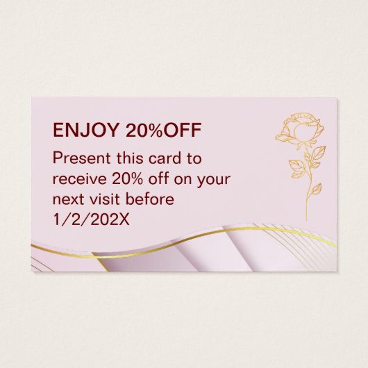 Elegantes Design Weichfarben Pink Gold Referenzkar (Rückseite)