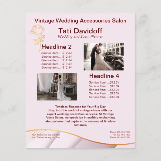 Elegantes Design Weichfarben Rosa Gold Flyer (Hinten)