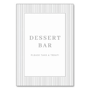 Elegantes Dessert-Bar-Schild in Grau Tischnummer