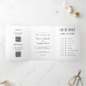 Elegantes detailliertes Foto Tri-Fold Hochzeitsein Dreifach-gefaltete Programmkarte (Innenseite)