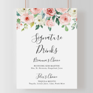 Elegantes dezentes Herbst-Blumen-Signature-Drinks- Poster