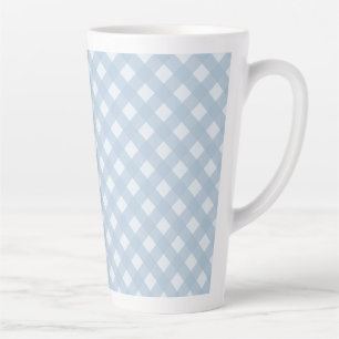 Elegantes diagonales Karomuster, Blau und Weiß Milchtasse