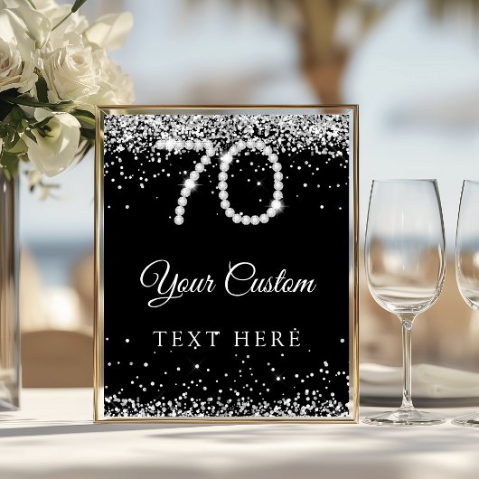 Elegantes Diamant-70. Geburtstagsparty-Tischschild Poster