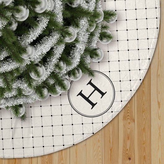 Elegantes Diamantmonogramm Leinenimitat Weihnachtsbaumdecke