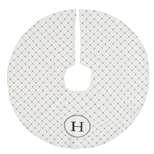Elegantes Diamantmonogramm Leinenimitat Weihnachtsbaumdecke (Vorderseite)