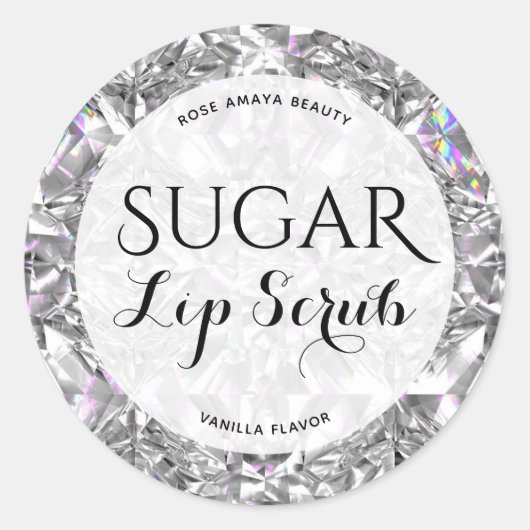 Elegantes Diamond Muster Sugar Lip Scrub Label Runder Aufkleber (Vorderseite)