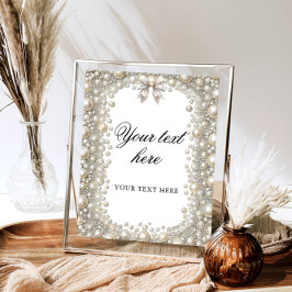 Elegantes Diamonds and Pearls Brautparty Custom Poster