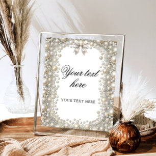 Elegantes Diamonds and Pearls Brautparty Custom Poster
