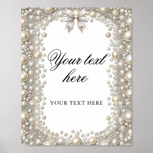 Elegantes Diamonds and Pearls Brautparty Custom Poster (Vorne)