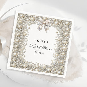 Elegantes Diamonds and Pearls Brautparty Serviette
