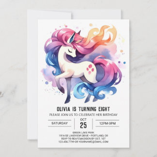 Elegantes digitales Pferd zum Geburtstag Einladung