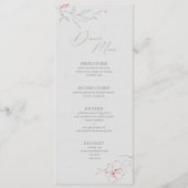 Elegantes Dinner-Menü mit schlichten grauen und ro Menükarte (Vorderseite)