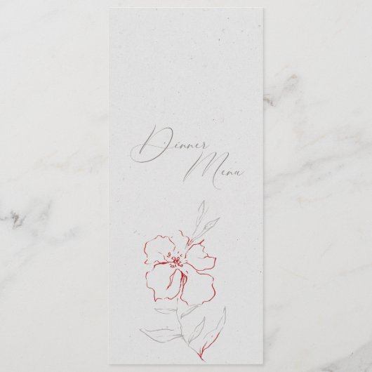 Elegantes Dinner-Menü mit schlichten grauen und ro Menükarte (Rückseite)