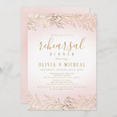 Elegantes Dinner mit botanischer Probe in Rosa Einladung (Vorne/Hinten)