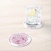 Elegantes Disco Ball Rosa Runder Pappuntersetzer (Vor Ort)