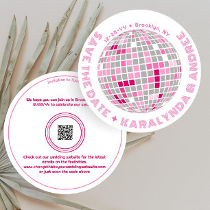 Elegantes Disco Ball Rosa Save The Date