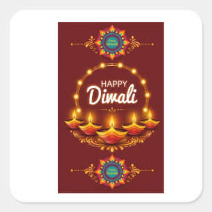 Elegantes Diwali-Mandala-Grußdesign Quadratischer Aufkleber