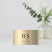 Elegantes DIY Black Monogram & Name, Gelbes Gold Visitenkarte (Stehend Vorderseite)