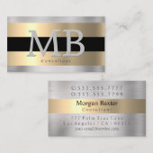 Elegantes DIY Monogram, Yel Gold gebürsteter Stahl Visitenkarte (Vorne/Hinten)