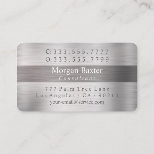 Elegantes DIY Monogramm, Name, gebürsteter Stahl Visitenkarte (Rückseite)