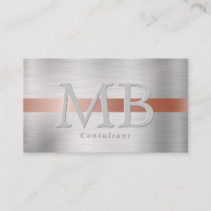 Elegantes DIY-Monogramm Roségold & gebürsteter Sta Visitenkarte