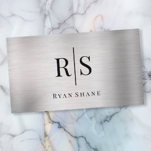 Elegantes DIY schwarzes Monogramm & Name, gebürste Visitenkarte