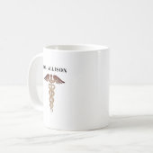 Elegantes Doctor Gold Caduceus Symbol Personalisie Kaffeetasse (Vorderseite Links)