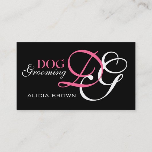 Elegantes Dog Grooming Business Card Monogramm Visitenkarte (Vorderseite)