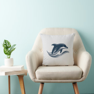 Elegantes Dolphin Wave Throw Kissen - für die Lieb
