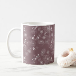 Elegantes Doodles-Muster für die weiße Wildblume Kaffeetasse