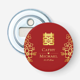 Elegantes doppeltes Glück Chinesische Hochzeit mit Flaschenöffner