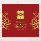 Elegantes doppeltes Glück Chinesische Hochzeit mit Schaumweinetikett (Einzelnes Label)