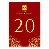 Elegantes doppeltes Glück Chinesische Hochzeit mit Tischnummer (Rückseite)