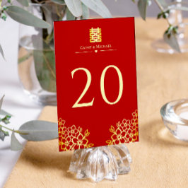 Elegantes doppeltes Glück Chinesische Hochzeit mit Tischnummer