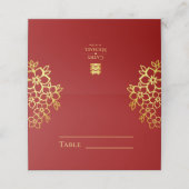 Elegantes doppeltes Glück Chinesische Hochzeit rot Platzkarte (Außenseite Aufgefaltet)