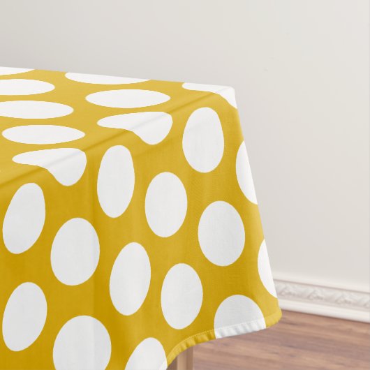 Elegantes Dot-Muster | Senfgelb und weiß Tischdecke (Beispiel)