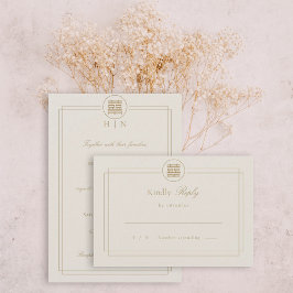 Elegantes Double Happiness Champagne Modernes Chin RSVP Karte