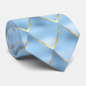 Elegantes Dragon Scale Baby Blue Gold Muster Krawatte (Gerollt)