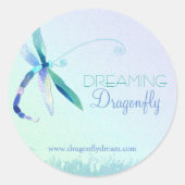 Elegantes Dragonfly-Geschäft Runder Aufkleber (Vorderseite)