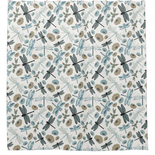 Elegantes Dragonfly-Muster Duschvorhang (Vorderseite)