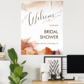 Elegantes Dreamy Orange Ink Brautparty Willkommen Poster (Heimbüro)