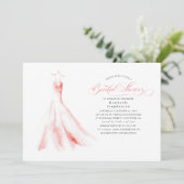 Elegantes Dreamy Pink Wedding Dress Brautparty Einladung (Stehend Vorderseite)