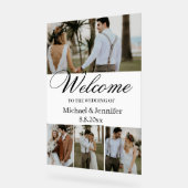 elegantes Drehbuch 4 Fotos stilvoller Hochzeitsemp Acrylschild (Winkel)