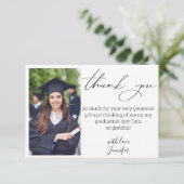 elegantes Drehbuch danke Abschluss Foto Chic Karte (Stehend Vorderseite)