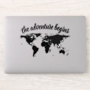 Elegantes Drehbuch Das Abenteuer beginnt Weltkarte Aufkleber