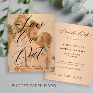 Elegantes Drehbuch-Foto-Hochzeit im Budget sparen  Flyer