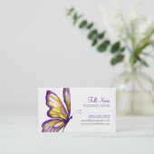 Elegantes Drehbuch Lila Goldbarren Visitenkarte (Stehend Vorderseite)