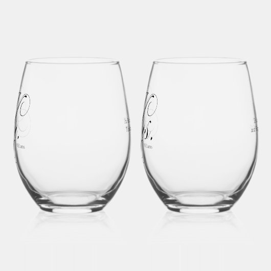 Elegantes Drehbuch "Mr. and Mrs." Personalisiert Weinglas Ohne Stiel (Links)