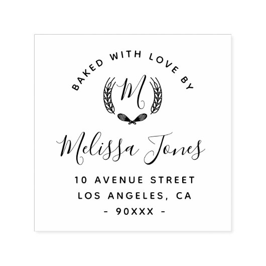 Elegantes Drehbuch personalisiert Bakery Logo Permastempel (Design)