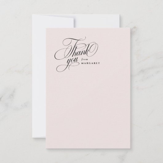 Elegantes Drehbuch Rosa Babydusche Dankeskarte (Vorderseite)